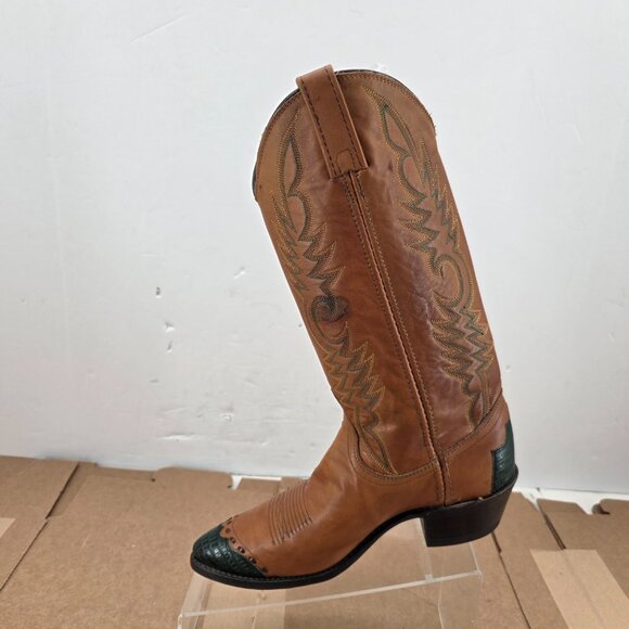 Dan Post Womens Western Exotic Lizard Reptile Caped Tipped Cowboy Boots 7.5 - Picture 4 of 13